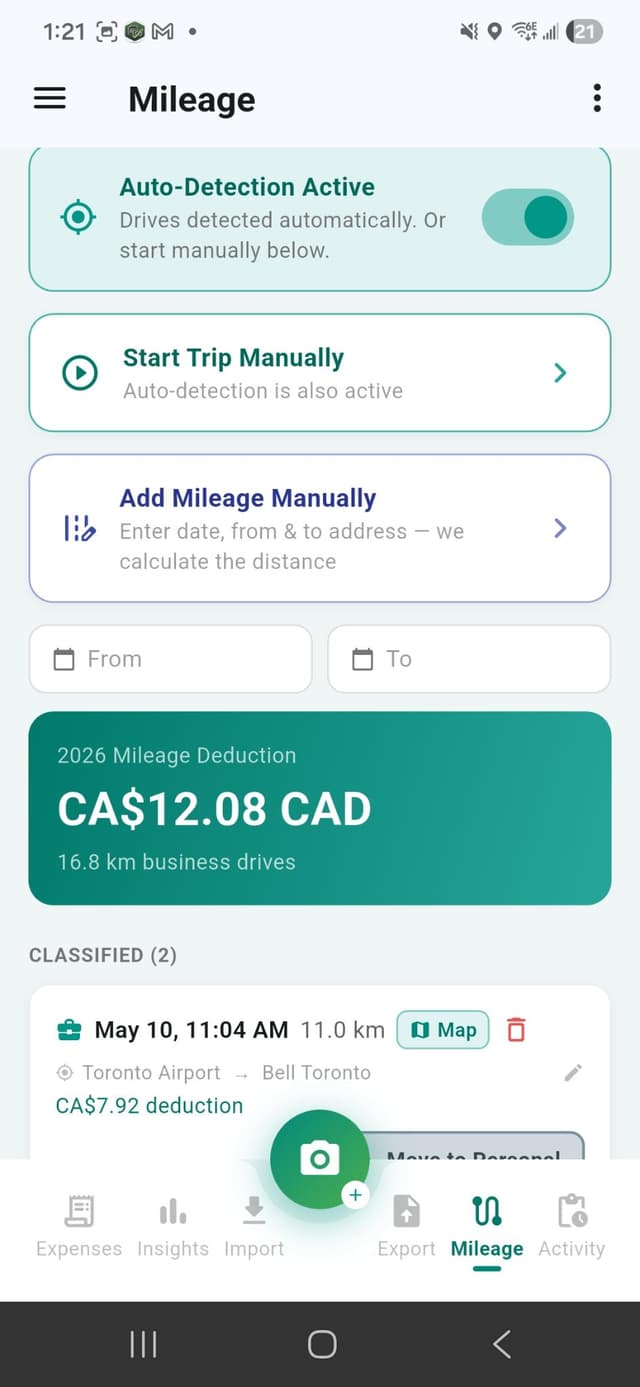 GPS mileage tracking