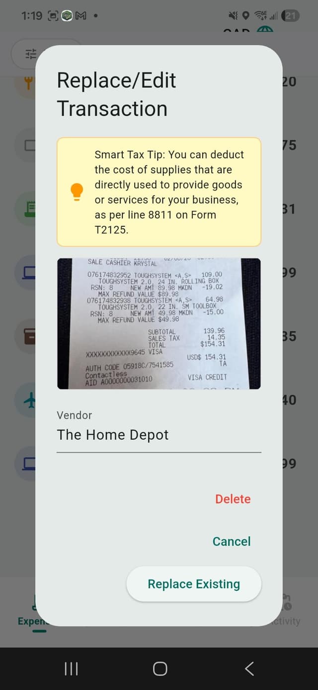 AI receipt scanning